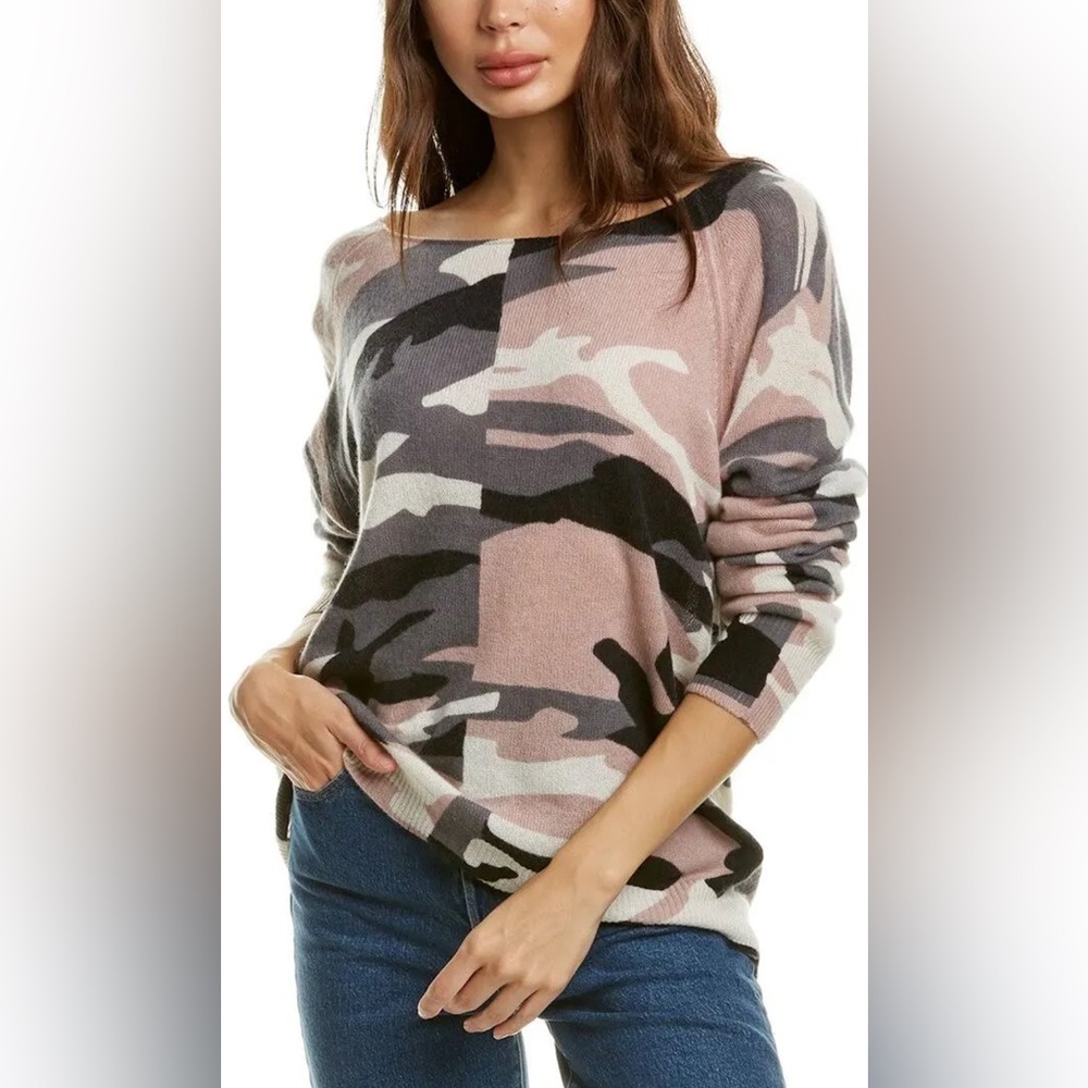 Skull 100% Cashmere Camouflage M Sweater subtle white skull motif luxurious soft
